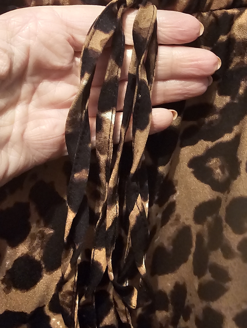 Leopard Print Wide Leg Pants - Black and Tan - Picture 2 of 6